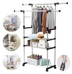 Uitschuifbaar Kledingrek RVS – Met Schoenenplanken 80–150 cm, Verzenden, Nieuw