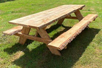Rockwood® Picknicktafel  Douglas Boomstamrand 5cm dik 2.40m, Tuin en Terras, Picknicktafels, Ophalen of Verzenden, Nieuw, Rechthoekig