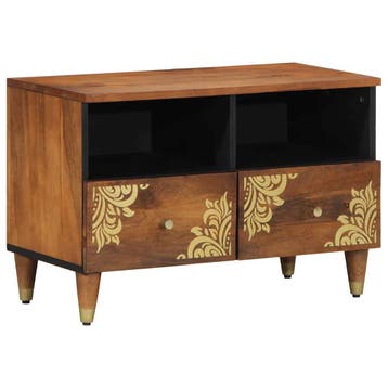 vidaXL TV-kast met lade Honingbruin 70 x 33 x 46 cm Massief, Huis en Inrichting, Woonaccessoires | Cd- en Dvd-rekken, Verzenden
