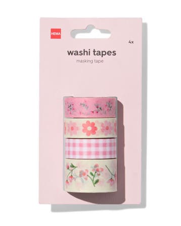 HEMA Washi tape 5mx1.5cm bloemen - 4 stuks, Verzenden, Nieuw
