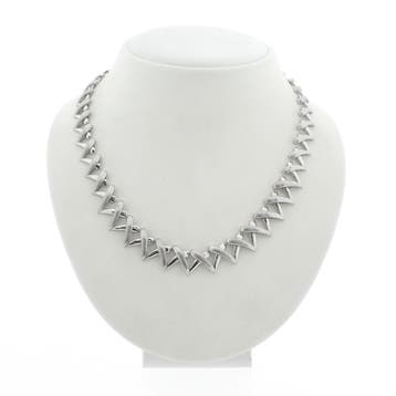 Witgouden gematteerde fantasieschakel collier (Ketting), Ophalen of Verzenden, Gebruikt, Overige kleuren, Goud