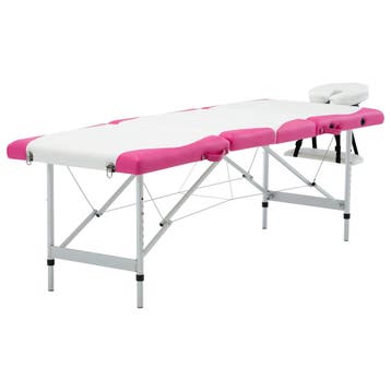 vidaXL Massagetafel inklapbaar 4 zones aluminium wit en roze, Sport en Fitness, Massageproducten, Verzenden, Nieuw