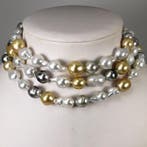 Halsketting Zilver Parel - Parel - Rainbow SSP-TAH Ø10x13MM, Nieuw