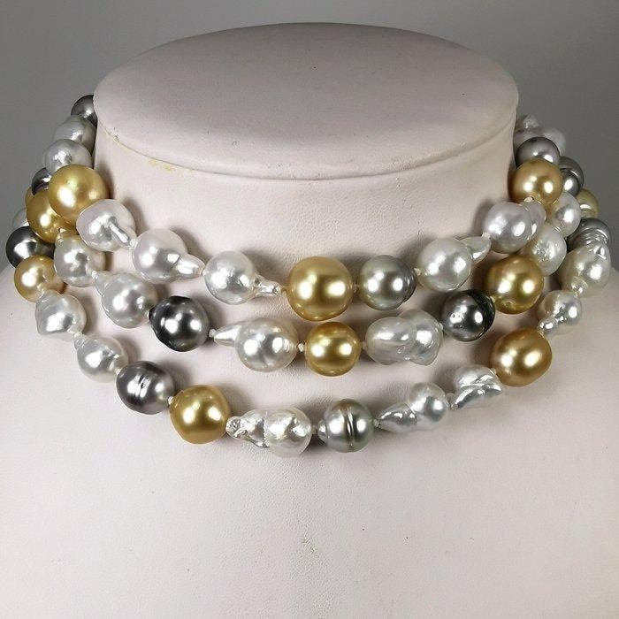 Halsketting Zilver Parel - Parel - Rainbow SSP-TAH Ø10x13MM, Sieraden, Tassen en Uiterlijk, Kettingen