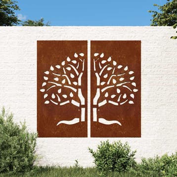 vidaXL Wanddecoratie tuin 2 st boomontwerp 105x55 cm, Verzenden, Nieuw