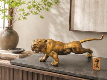 Murata Hiroshi  Roaring Tiger Okimono - sculptuur Brons,, Antiek en Kunst