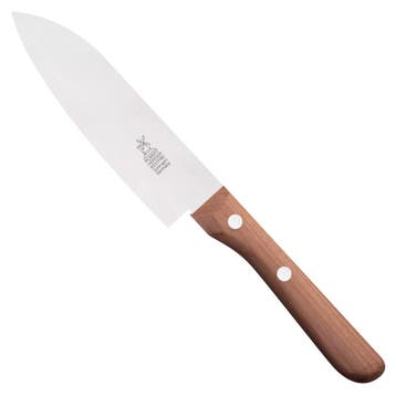 Robert Herder Kleine santoku met kersenhouten heft en lem..., Ophalen of Verzenden, Nieuw, Zilver