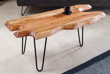 Massief houten salontafel WILD 100cm natuurlijk acacia, Huis en Inrichting, Tafels | Salontafels, Ophalen of Verzenden, Nieuw