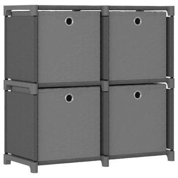 vidaXL Kast met 4 vakken met boxen 69x30x72,5 cm stof grijs, Overige materialen, Minder dan 50 cm, Verzenden, Nieuw