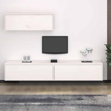 vidaXL 3-delig tv-meubelset massief grenenhout wit, Huis en Inrichting, Minder dan 50 cm, Verzenden, Nieuw, Minder dan 100 cm