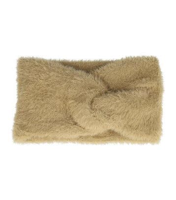 Haarband Twist 10cm – Effen Kleur – Gebreide Stof – Beige, Nieuw