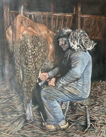 Franse school (XX) - Le paysan, Antiek en Kunst, Kunst | Schilderijen | Klassiek