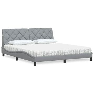 vidaXL Bed met matras stof lichtgrijs 180x200 cm, Eenpersoons, Verzenden, Nieuw, 80 cm