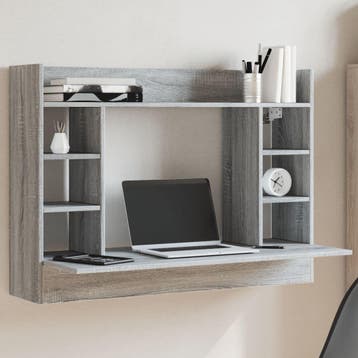 vidaXL Wandbureau 105x48x75 cm bewerkt hout grijs sonoma, Huis en Inrichting, Verzenden, Nieuw