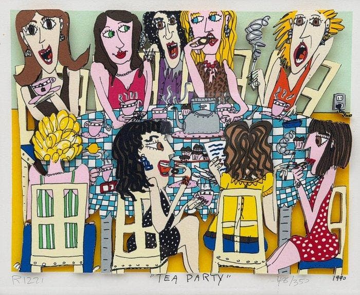 James Rizzi (1950-2011) - Tea Party 3D silkscreen, Antiek en Kunst, Kunst | Designobjecten