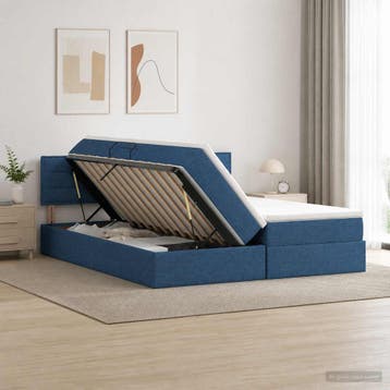 vidaXL Opslag bed met hoofdeinde 2 st Blauw Nep Leer, Verzenden, Nieuw, Blauw