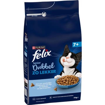 Felix Dubbel Zo Lekker - Senior - Kip en kalkoen - 4 kg, Verzenden, Nieuw