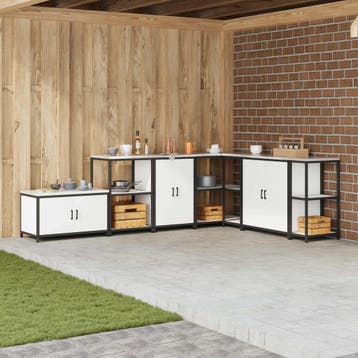 vidaXL Keukenopslag Kast HATTEM Wit 60 x 50 x 92 cm Staal, Verzenden, Nieuw, Wit
