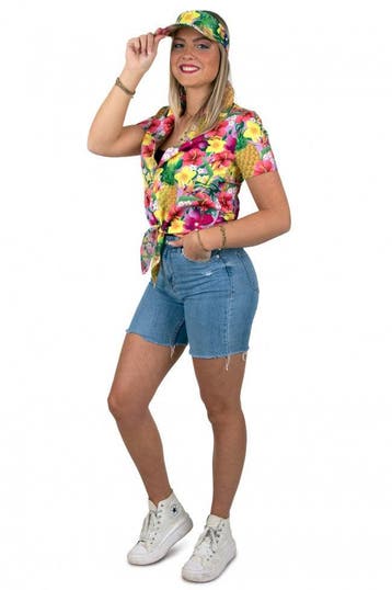 Club Tropicana Dames Knoop Blouse met gratis Zonneklep |, Kleding | Dames, Verzenden, Nieuw