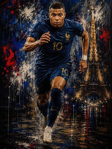 Canvas Fit - Alberto Ricardo - Kylian Mbappé: Energía Pura, Nieuw