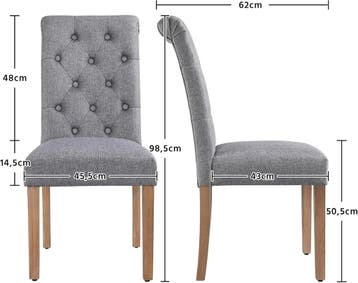 2dekans | Yaheetech Eetkamerstoelen Set van 2 - Donkergrijs, Ophalen of Verzenden, Zo goed als nieuw