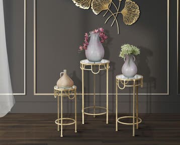 TV-HOUDER GOUD SET VAN 3 STUKS CM Ø 33X70-28X60-23X50 -, Ophalen of Verzenden, Nieuw