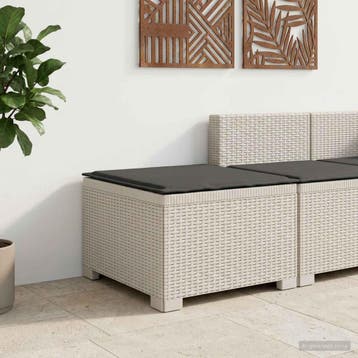 vidaXL Eénpersoons Tuinbank met Kussen Rattan Look PP Wit, Verzenden, Nieuw
