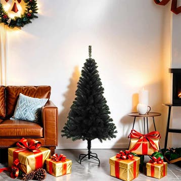 vidaXL Kunstkerstboom met standaard 120 cm PVC zwart, Diversen, Verzenden, Nieuw
