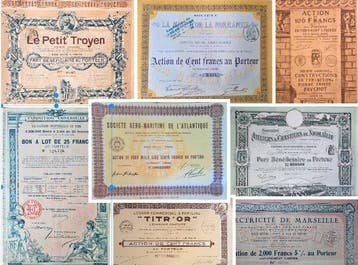 Frankrijk. 58 verschillende zeer oude Franse effecten (1873, Antiek en Kunst