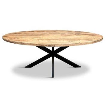 Eettafel Silvia Ovaal 220x100cm Mango Naturel, Ophalen of Verzenden, Nieuw