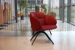 Bijzetfauteuil Angeliet Gealux Draaifunctie Rundleder Rood, Ophalen of Verzenden, Nieuw, Leer, Design stoel