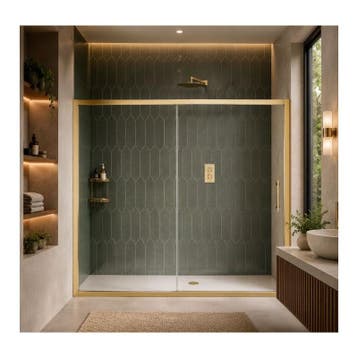Nis Schuifdeur Volte Geborsteld Messing 177x180cm (Badkamer), Ophalen of Verzenden, Nieuw