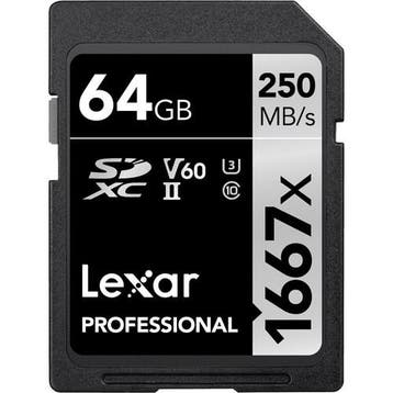 Lexar SDXC Professional 64GB 1667x UHS-II, Audio, Tv en Foto, Fotografie | Geheugenkaarten, Ophalen of Verzenden, Nieuw, Overige typen