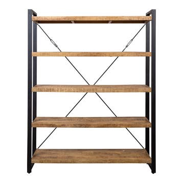 Boekenkast Mangohout Britt 160 cm, Verzenden, Nieuw, Overige houtsoorten, Industriële meubels