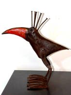 sculptuur, Oiseau à crête en métal vernis - 32 cm - Fer