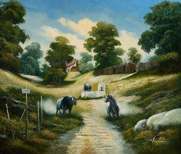 Martin (XX) - Rural Countryside Landscape with Cattle