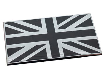 LAND ROVER METAL SELF-ADHESIVE BLACK AND SILVER UNION JACK, Ophalen of Verzenden, Nieuw, Land Rover