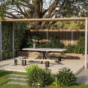 Tuintafel Ovaal  Madison 2.0  240cm  Betonlook  Kruispoot  T, Tuin en Terras, Verzenden, Nieuw