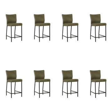 Set van 8 Leren barkrukken Revolt laag - Granada Moss, Huis en Inrichting, Barkrukken, Ophalen of Verzenden, Nieuw, Leer