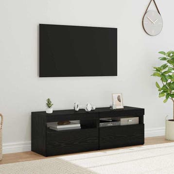 vidaXL TV-kast 2 st Zwart Eiken Bewerkt hout, Minder dan 50 cm, Verzenden, Nieuw, Minder dan 100 cm