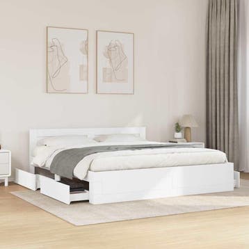 vidaXL Bedframe met lade met hoofdeinde Wit 193 x 203 cm, Verzenden, Nieuw, Wit, Hout