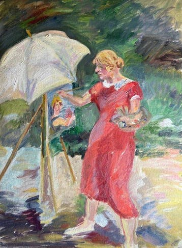 Gudrun Lorenzen (1904–1968), zugeschrieben - Selbstbildnis, Antiek en Kunst