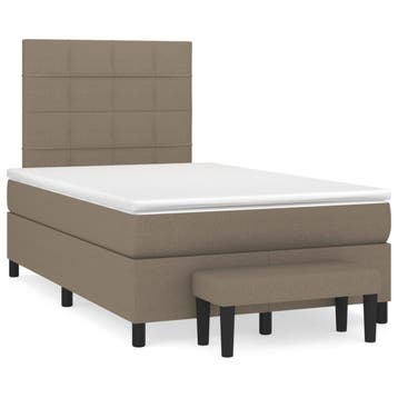 vidaXL Boxspring met matras stof taupe 120x190 cm, Verzenden, Nieuw, 190 cm of minder, Twijfelaar