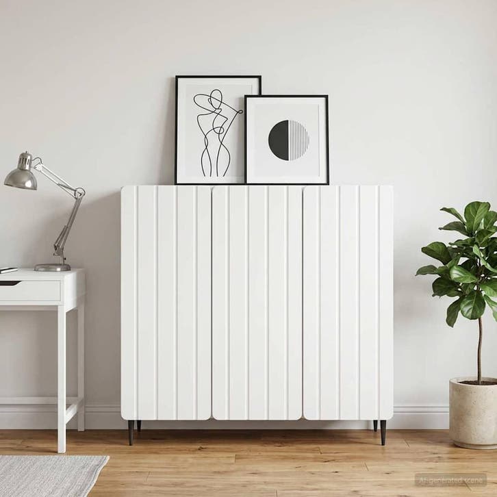 vidaXL Dressoir Wit 89 x 34,5 x 82 cm Bewerkt hout, Huis en Inrichting, Kasten | Dressoirs, Nieuw, Minder dan 50 cm, Overige houtsoorten