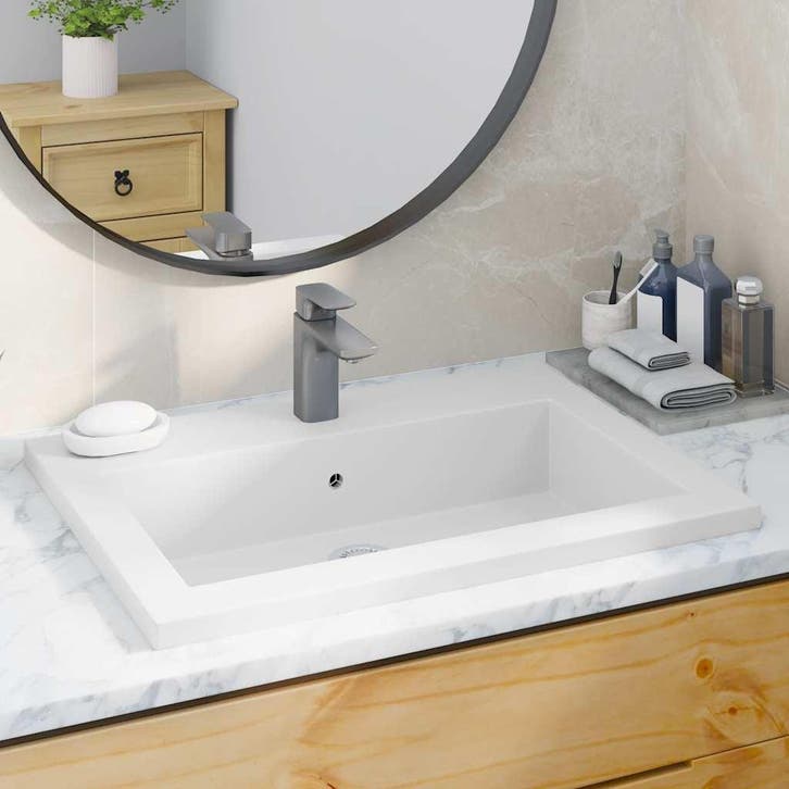 vidaXL Wasbak 600x450x120 mm graniet wit, Doe-het-zelf en Verbouw, Sanitair, Nieuw, Verzenden