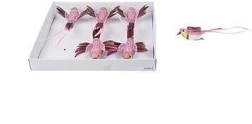 Vogeltjes Roze met clip 6 stuks, Ophalen of Verzenden, Nieuw
