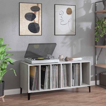 vidaXL Platenkast 100x38x48 cm bewerkt hout grijs sonoma, Verzenden, Nieuw