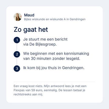 Bijles wiskunde in Gendringen, kennismaking zonder lesgeld, Privéles, Bijles