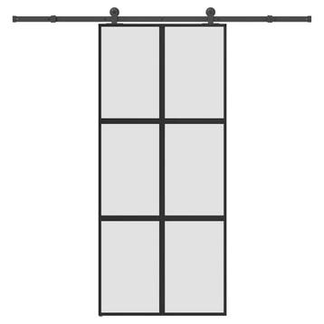 vidaXL Schuifdeur met beslag 90x205 cm gehard glas en, Doe-het-zelf en Verbouw, Deuren en Horren, Verzenden, Nieuw