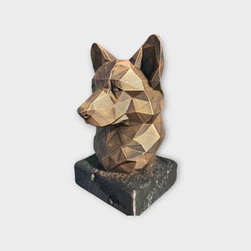 Bust of a Corgi Low Poly Bust dog statue - handpainted home, Verzenden, Nieuw